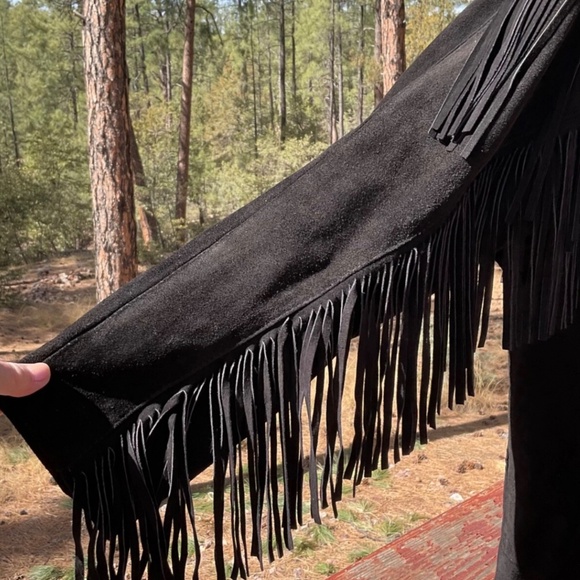 Vintage Women’s Leather Fringe Cowboy Jacket Black Small Contempo Casuals RARE - Picture 3 of 9